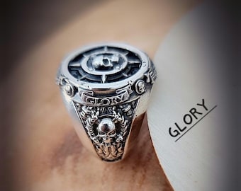 Nautical Pirate Ring - Discover Adventure ,Style with our Punk-Inspired  Signet Ring  925 Sterling silver