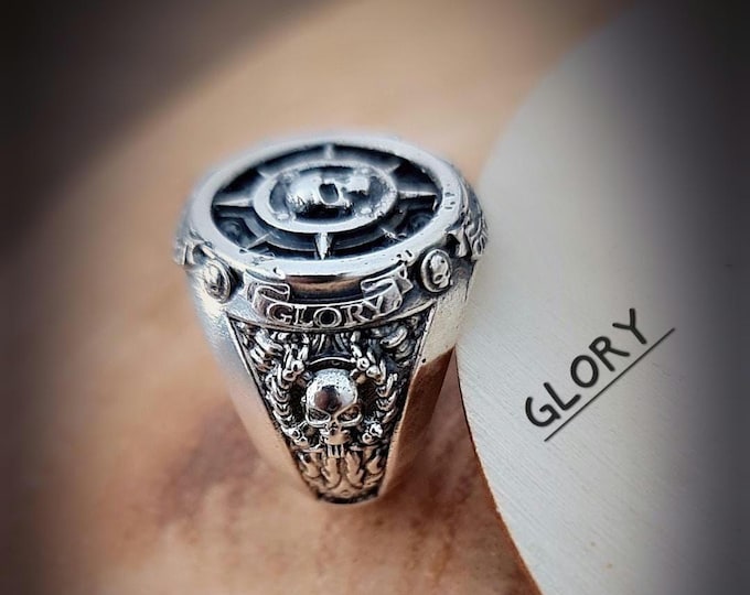 Nautical Pirate Ring - Discover Adventure ,Style with our Punk-Inspired  Signet Ring  925 Sterling silver