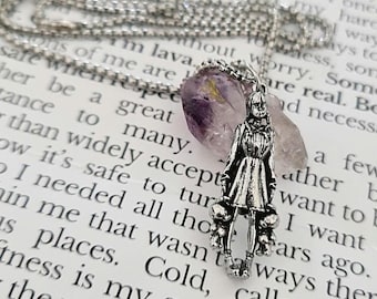 Anime Girl Pewter Necklace: Retro Rock Hip Hop Jewelry