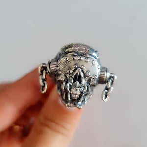 Handmade Sterling Silver Vic Rattlehead Ring -Heavy Metal Ring -Unique & Edgy Men&#39;s Silver Skull Ring - Ideal Gift for Metalheads solid ring
