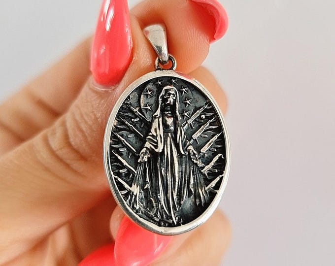 Handmade  Santa Muerte Pendant With Intricate Details - A Distinctly Crafted Necklace