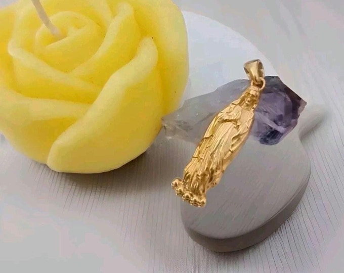 18K Gold Plated Santa Muerte Pendant: Handmade 925 Silver Grim Reaper charm