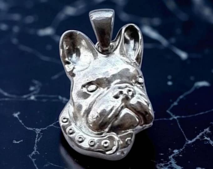 Handmade Sterling Silver French Bulldog Pendant: Minimalist Dog Necklace