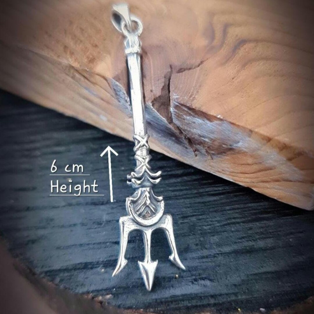 Sterling Silver Poseidon Trident Pendant - Mythical Greek Sea God - Etsy
