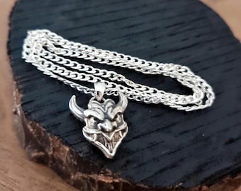 Pranja Ghost face Japanese Oni Mask Pendant , Japanese Horned Demon