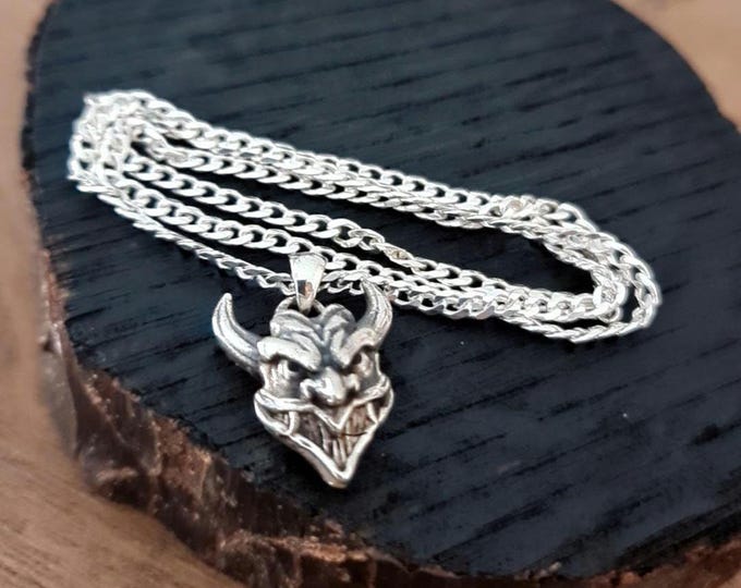 Pranja Ghost face Japanese Oni Mask Pendant , Japanese Horned Demon