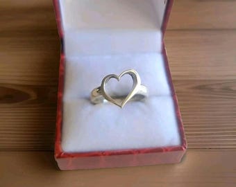 Open Heart Ring  Sterling Silver, Minimalist Ring, Geometric