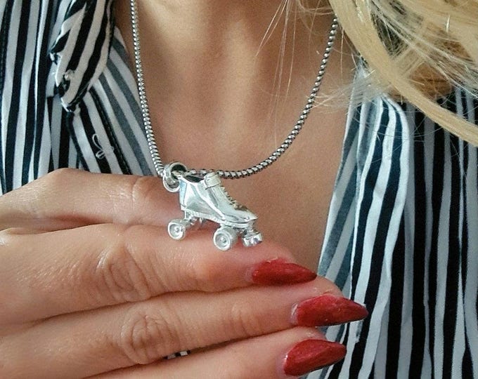 Handmade Sterling Silver Roller Skate Pendant: Skater Jewelry