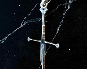 broken Sword Narsil Sword , Fantasy Elven  Gothic - Medieval jewelry Cosplay lover broken Cross 925 Sterling Silver