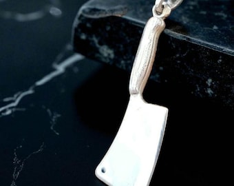 Sterling Silver Cleaver Pendant - Butcher Knife Necklace