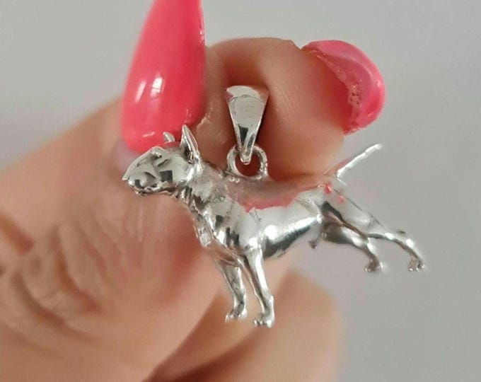 English bull Terrier figurine Pendant  anatomically accurate - Gift for bully Lovers-Solid Sterling Silver