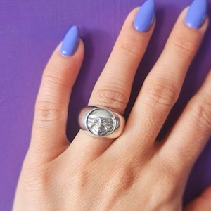Handmade Moonlit Night Ring - A Stunning Sterling Silver Ring with a Full Moon Design - Ideal for Astronomy Aficionados and Celestial Lovers