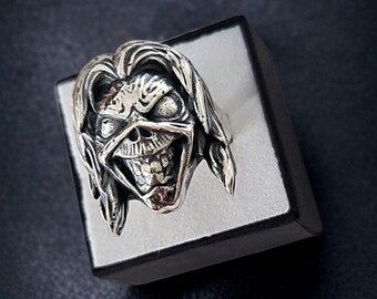 Eddie Skull Ring : 925 Sterling Silber - Biker Rock Schmuck