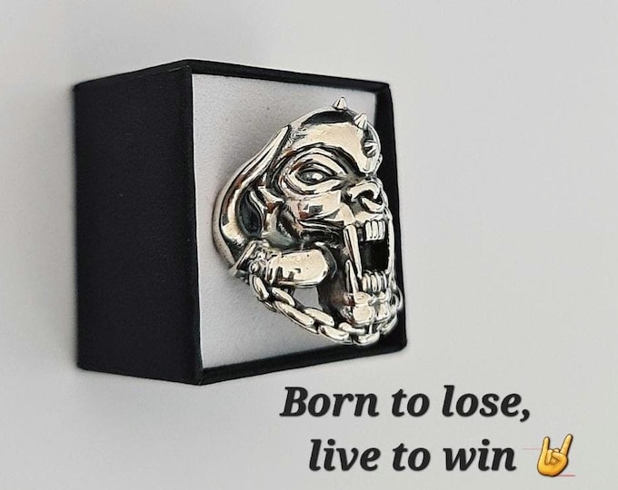 Handmade 925 Silver War Pig Ring: Gothic Rockstar Jewelry