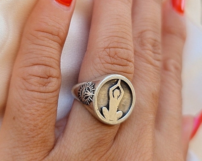 Meditation Om Ring -925  Sterling Silver - Unique Symbol Design -  Handmade