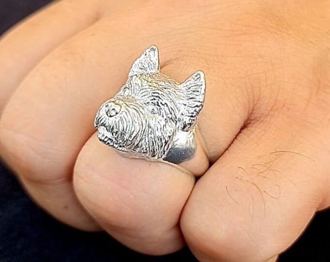 Handmade West Highland Terrier Ring: 925 Silver Pet Lover Accessory
