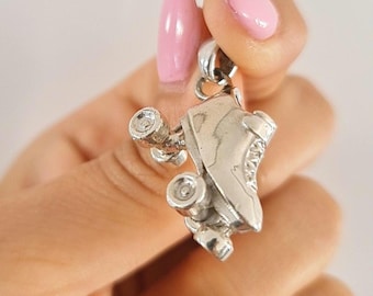 Handmade Sterling Silver Roller Skate Pendant: Skater Jewelry