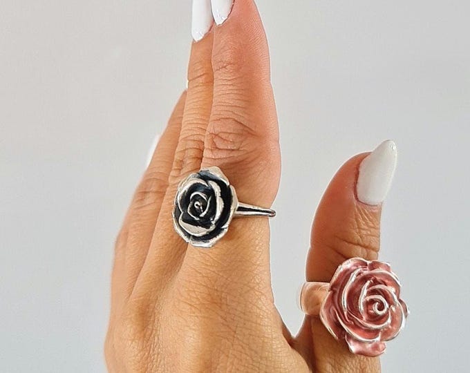 Handmade Sterling Silver Rose Ring: Floral Statement Jewelry