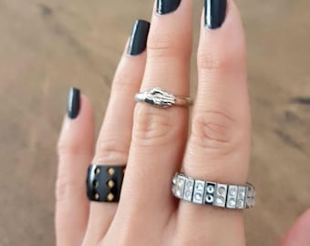 Sterling Silver Holding Hands Ring: Romantic Love Symbol