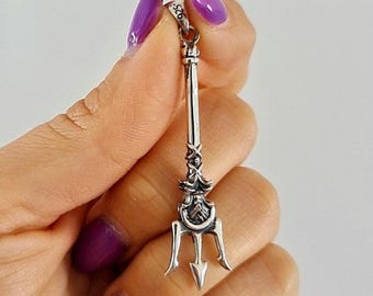Poseidon's Trident 925 Silver Pendant- Poseidon's Weapon Harpoon - Mythical Design - Trident of Poseidon the Greek God of Sea