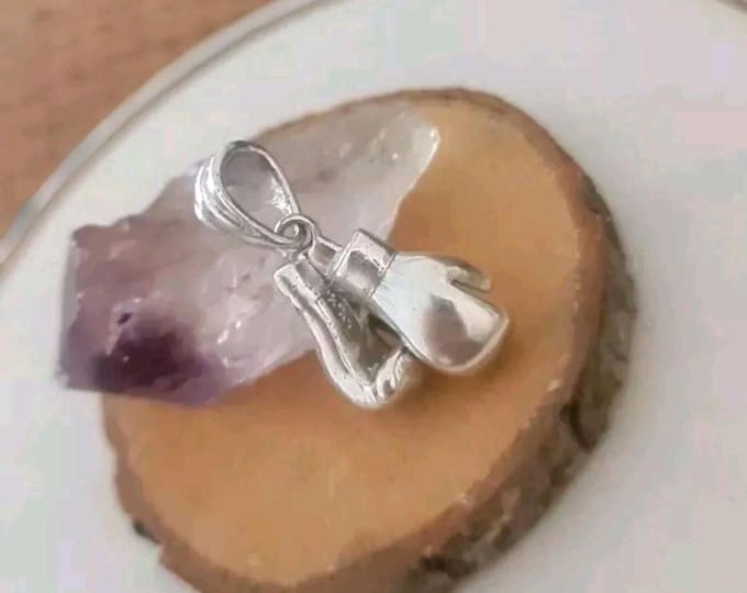 Handmade Silver Boxing Gloves Pendant Necklace - Gift for Athletes