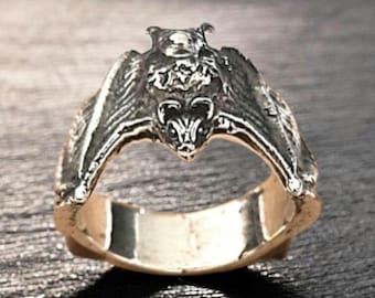Anello a forma di pipistrello in argento sterling 925 – Gioiello gotico da vampiro, unisex
