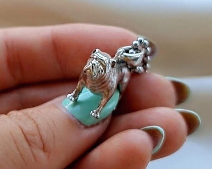 Handmade 925 Silver Bulldog Pendant: Detailed Dog Lover Gift