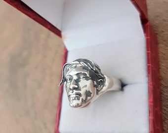 Handmade Sterling Silver Rapper Ring: Gothic Mummy Skull Jewelry