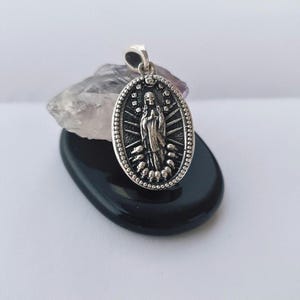 La Santa Muerte Pendant Sterling Silver | Mexican Folk Saint Necklace | Protection Amulet Jewelry | Day of the Dead Gift for Him/Her solid