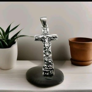 Handmade Divine Savior Jesus Cross Pendant - 925 Sterling Silver, Religious Jewelry