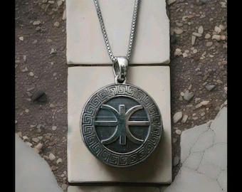 Delphic Epsilon Pendant - Authentic Greek Symbol - Handmade 925 Silver -