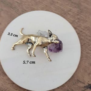 Ornament brass  chihuahua Decorative figure Solid & Sturdy dog figurine -Sculpture-Highly Detailed- Realistic - 34 grams  Decorative object