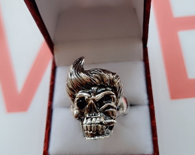 Ace Ventura Inspired Skull Ring with Black Diamond Zircon Eye - Handcrafted Sterling Silver