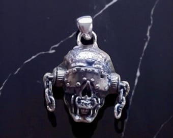 Handmade Sterling Silver Vic Rattlehead Pendant: Heavy Metal Skull