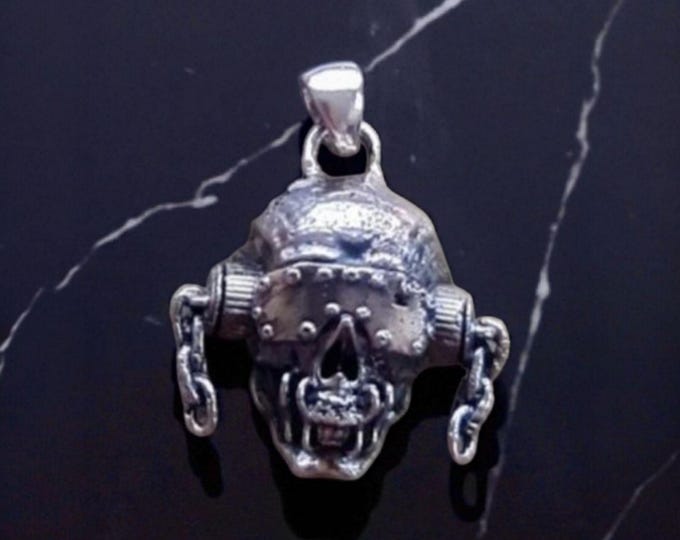 Handmade Sterling Silver Vic Rattlehead Pendant: Heavy Metal Skull