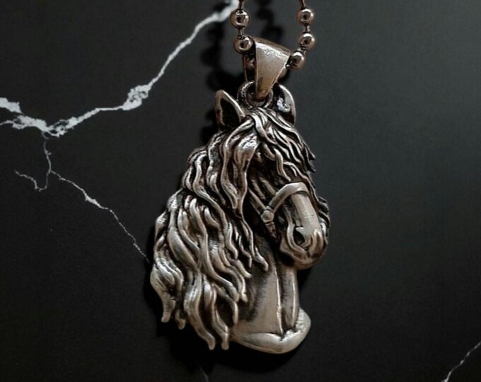 Handmade Gothic Sterling Silver Horse Pendant: Animal Lover Gift