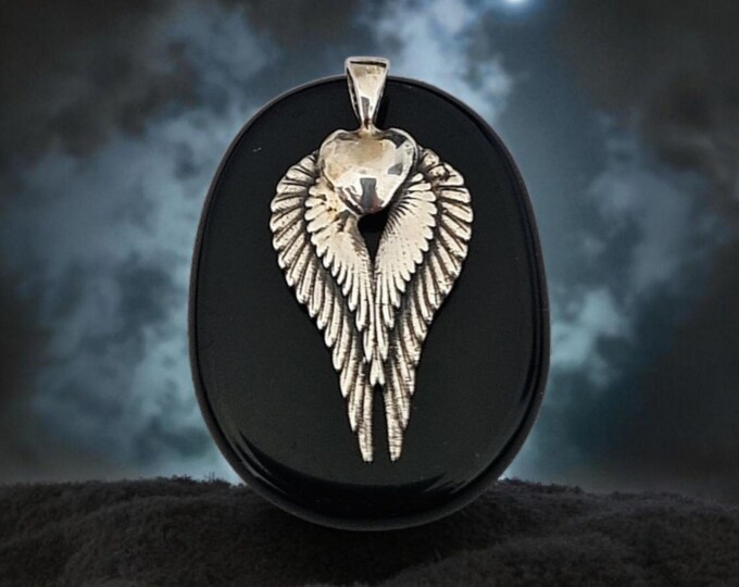 Sterling Silver Angel Wings Charm: Memorial Keepsake, Protection Amulet
