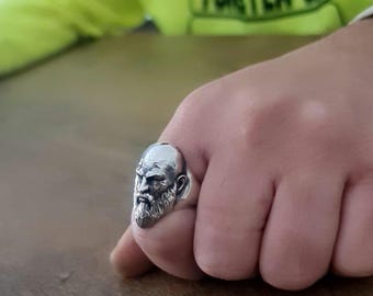 Handmade Kratos Ring: 925 Sterling Silver God of War, Gothic Gamer Jewelry