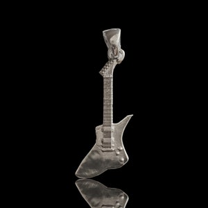 Electric Githar  Pendant - Show off your love for rock  sterling silver. A unique gift for music lover