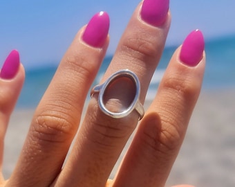 Oval ring, Sterling Silver Ring , Geometric
