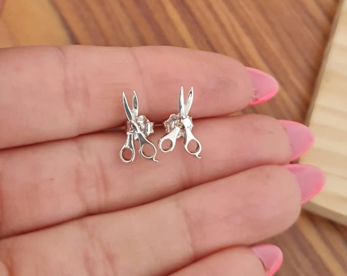 Scissors Stud Earrings - trendy earrings for barber, hairdresser sterling silver