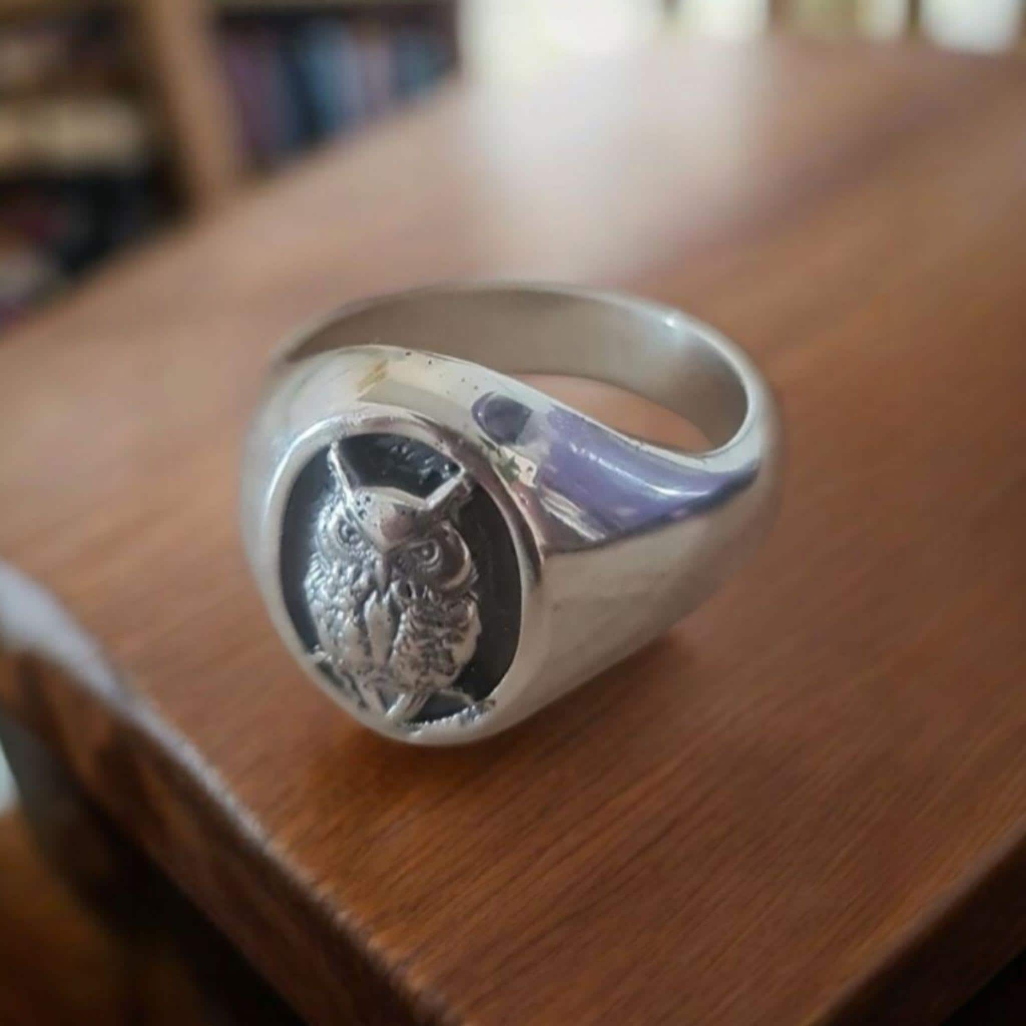 Owl Ring: Animal Jewelry Gift Sterling Silver