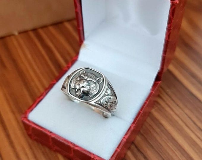 Handmade Tiger Ring: Sterling Silver Gothic Animal Jewelry