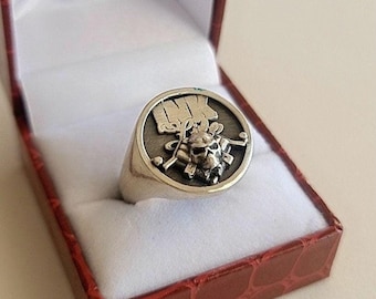 Tattoo Guns "Ink Life"-inspired Ring - Handmade Skull Ring  - Crafted in 925 Sterling Silver