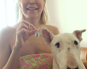 Custom Sterling Silver Dog Portrait Pendant: Handmade Pet Memorial Charm