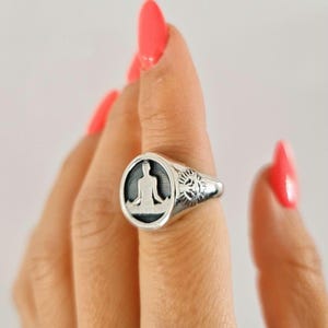 Handmade Meditation Inspired Namaste Ring - Sterling Silver, Handmade with 9 Grams of Love- Yoga jewelry  meditation vibe