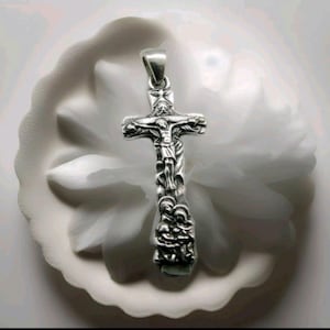 Retter Jesus Kreuz Anhänger - 925 Sterling Silber, religiöser Schmuck