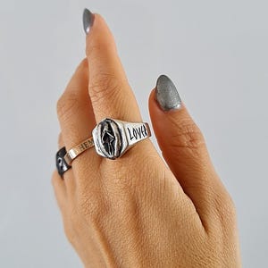 Handmade Gothic Sterling Silver &quot;PU**Y LOVER&quot; Ring
