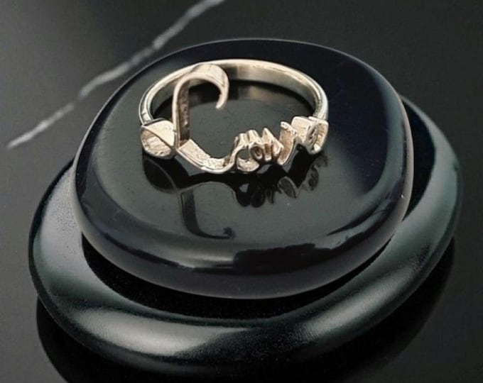 Dainty Sterling Silver Love Ring: Minimalist Promise Jewelry