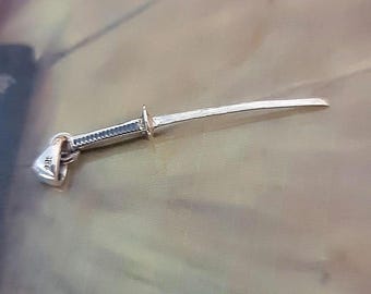 Collar con colgante de katana: espada samurái japonesa - Plata de ley 925